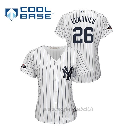 Maglia Baseball Donna New Y Ork Yankees 26 Dj Lemahieu 2019 Postseason Cool Base Bianco